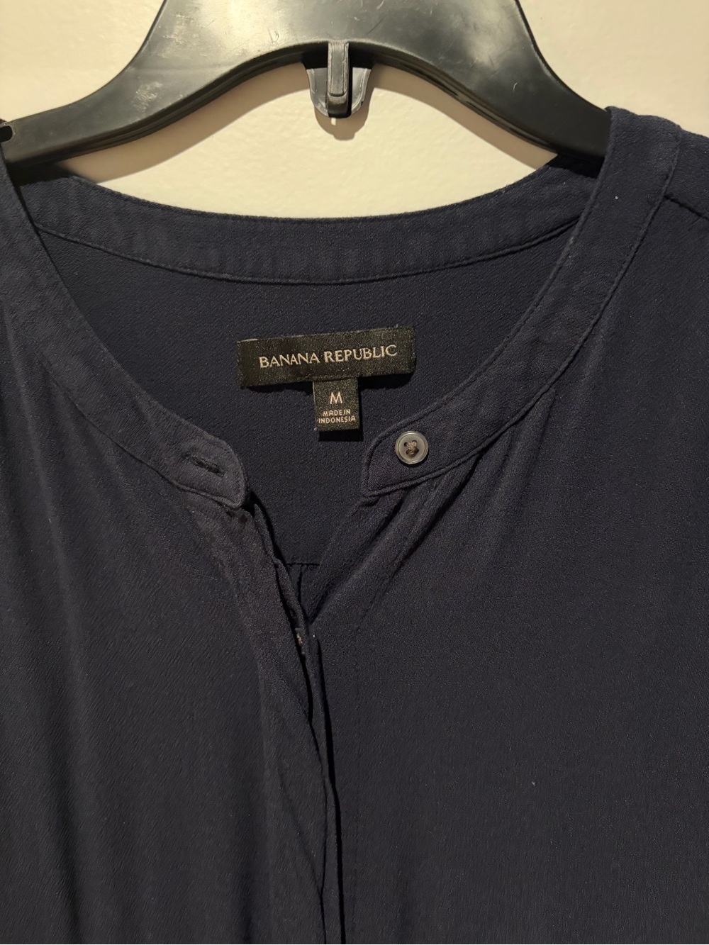 Banana Republic Navy Round-Neck Button Blouse